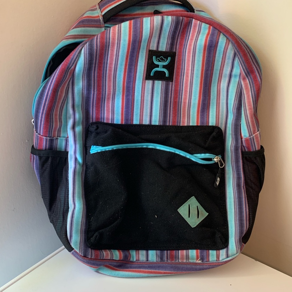 Striped Multicolor Backpack with Front Pocket